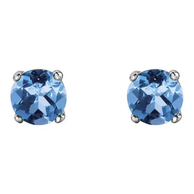 10K White Gold Blue Topaz Stud Earrings