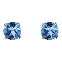 10K White Gold Blue Topaz Stud Earrings