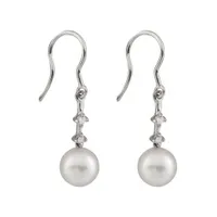 14K Gold 7-8mm Akoya Pearl & Diamond Earrings