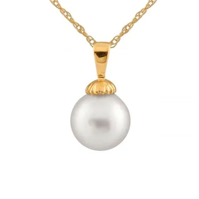 14K Yellow Gold 9-10mm South Sea Pearl Pendant