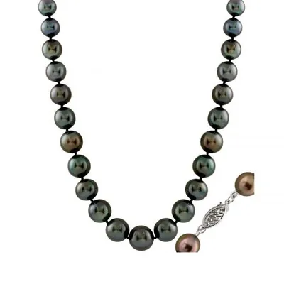 14K White Gold 8-12mm Tahitian Pearl Necklace