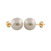 14K Yellow Gold 9-9.5mm Japanese Akoya Pearl Stud Earrings