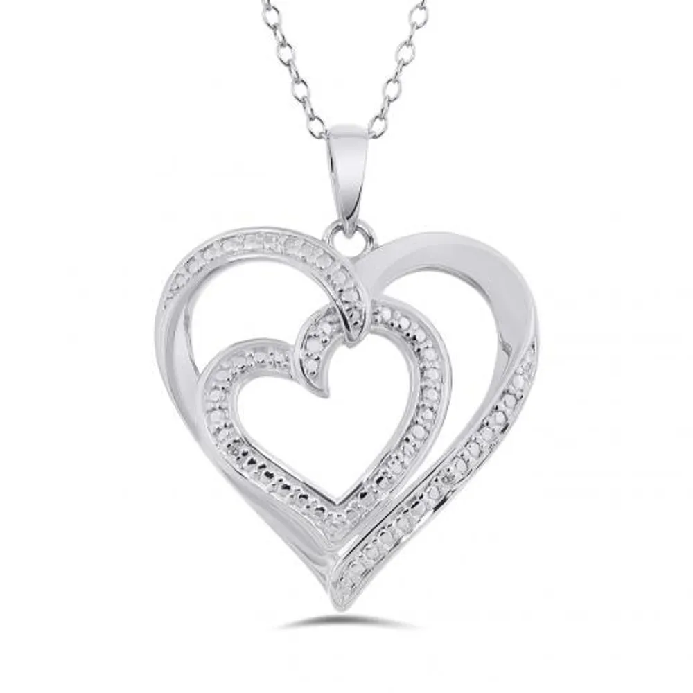 Sterling Silver Diamond Heart Pendant