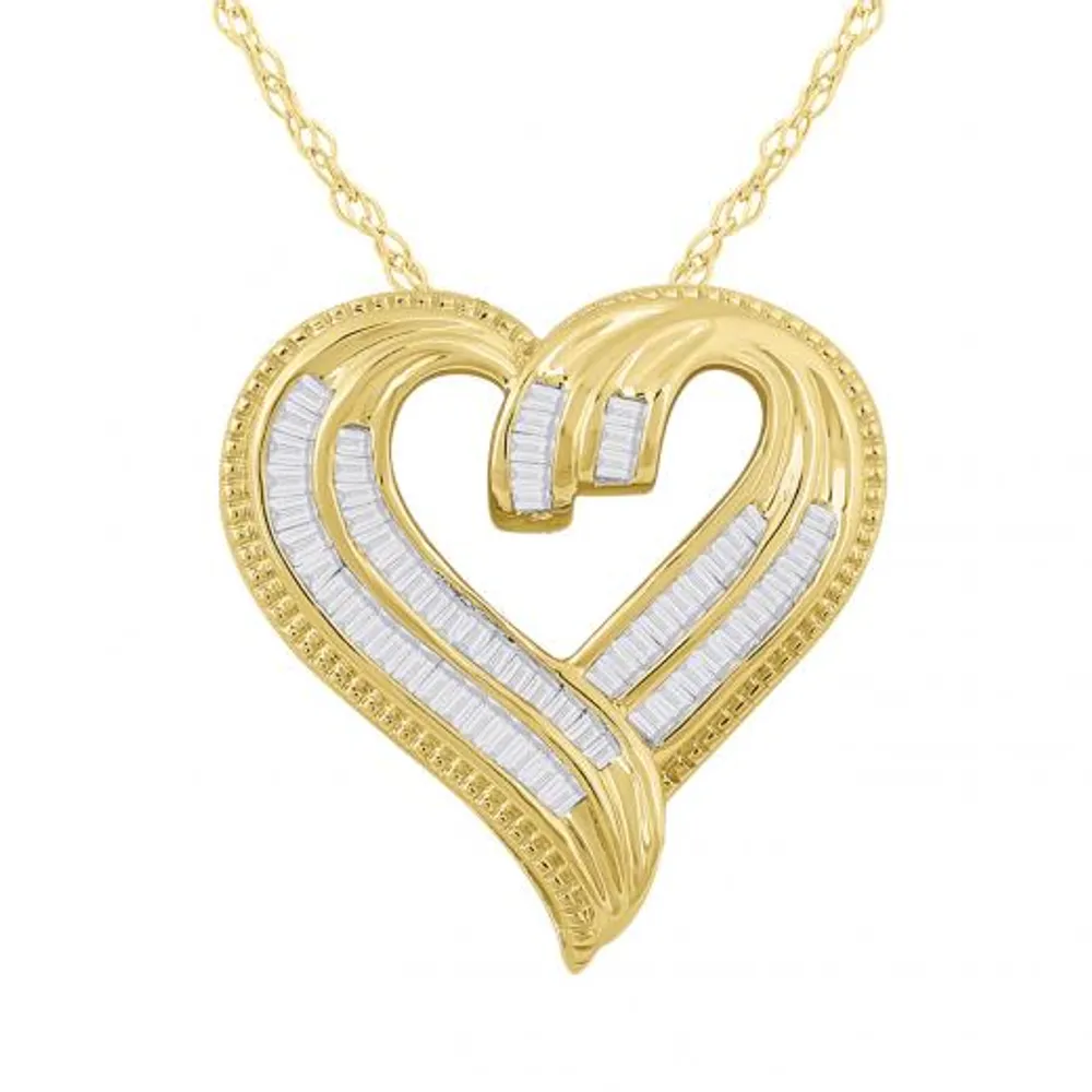 10K Yellow Gold 0.25CTW Diamond Heart Pendant