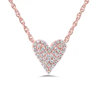 10K Rose Gold Diamond Heart Pendant