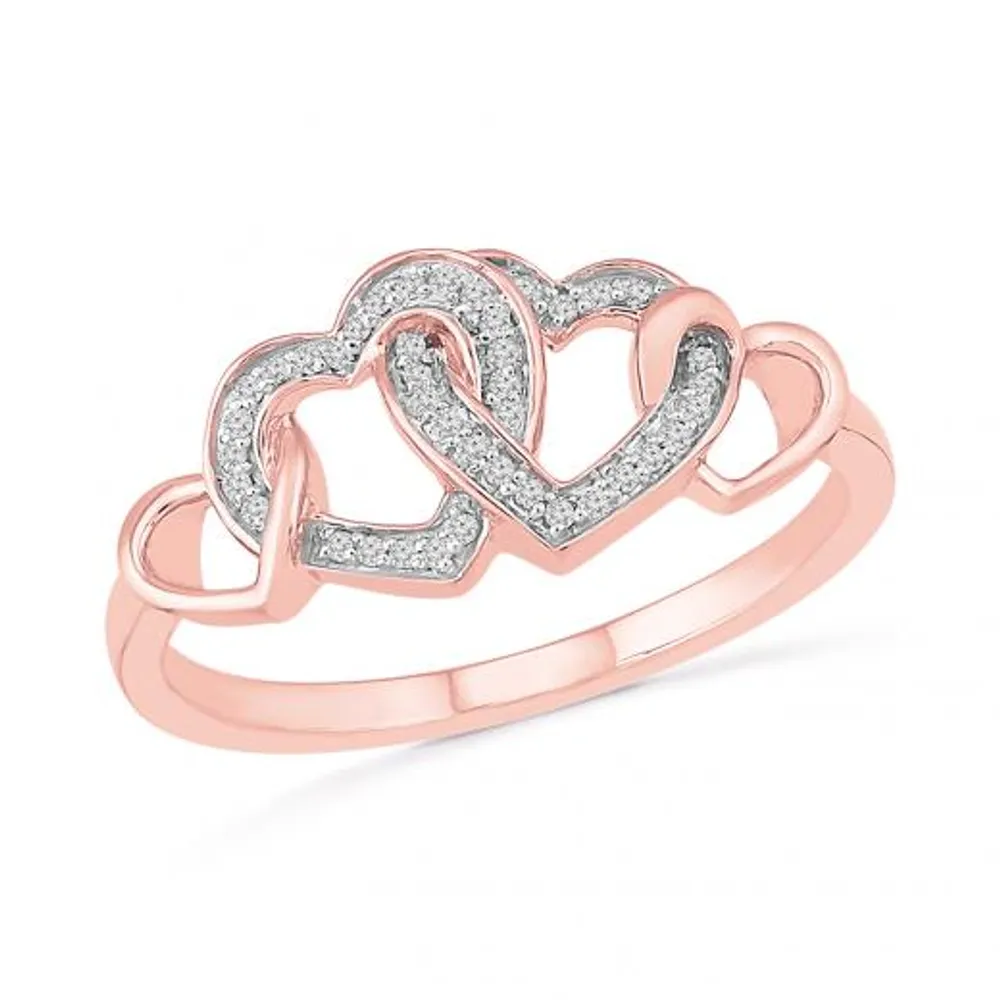 10K Rose Gold Diamond Heart Ring