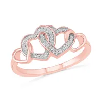 10K Rose Gold Diamond Heart Ring