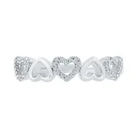 Sterling Silver Diamond Hearts Ring