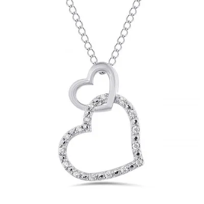 Sterling Silver Diamond Heart Pendant