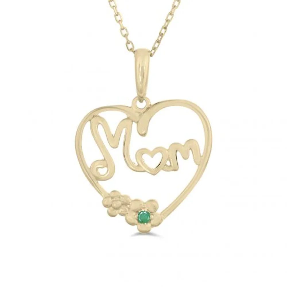 10K Yellow Gold Emerald Mom Pendant