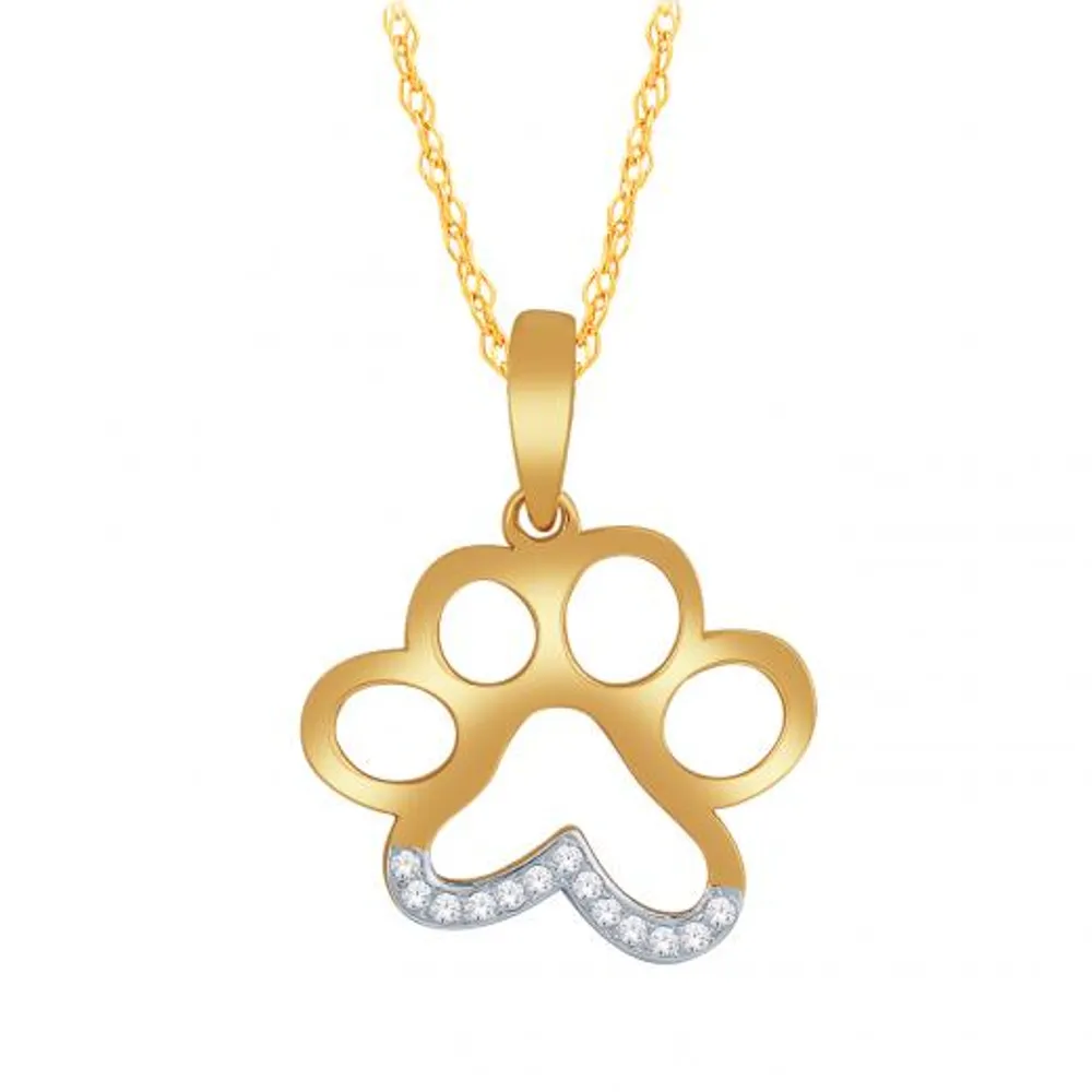 10K Yellow Gold Diamond Paw Pendant