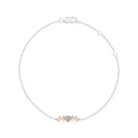 Sterling Silver & Rose Gold Diamond Mom Bracelet