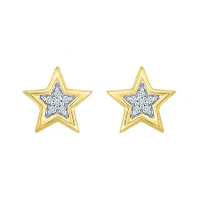 10K Yellow Gold Diamond Star Studs