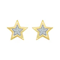 10K Yellow Gold Diamond Star Studs