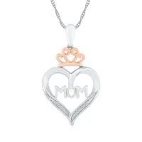 Sterling Silver & Rose Gold Diamond Mom Pendant