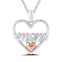 Sterling Silver & Rose Gold Diamond Mom Pendant