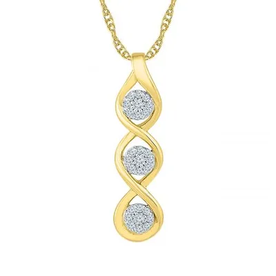 10K Yellow Gold Diamond Cluster Pendant