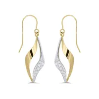 10K Yellow Gold Glitter Twisted Earrings