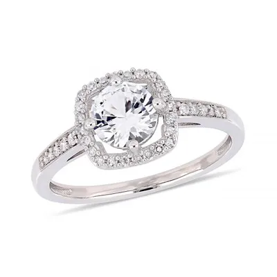 Julianna B 10K White Gold 0.14CTW Diamond & Created White Sapphire Ring