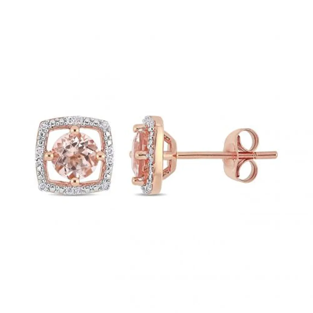 Julianna B 10K Pink Gold Diamond and Morganite Earrings