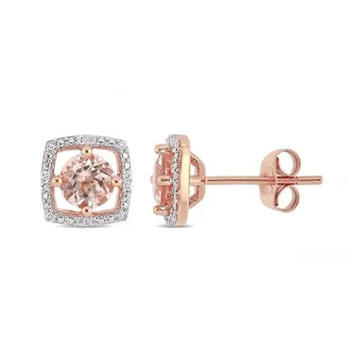 Julianna B 10K Pink Gold Diamond and Morganite Earrings