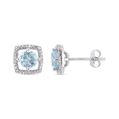 Julianna B 10K White Gold Diamond and Blue Topaz Earrings