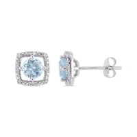 Julianna B 10K White Gold Diamond and Blue Topaz Earrings