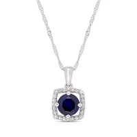 Julianna B 10K White Gold Diamond & Created Blue Sapphire Pendant