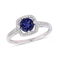 Julianna B 10K White Gold 0.14CTW Diamond & Created Blue Sapphire Ring