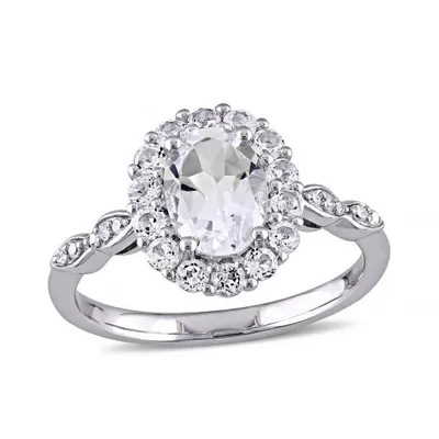 Julianna B 14K White Gold 0.05CTW Diamond and White Topaz Ring