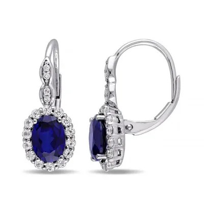 Julianna B 14K White Gold Diamond Created Blue Sapphire & Topaz Earrings