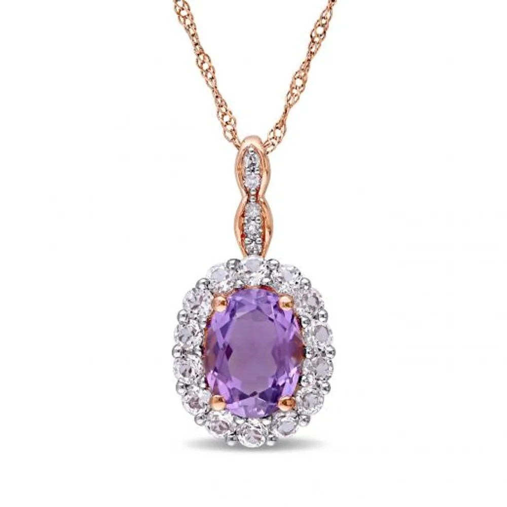 Julianna B 14K Rose Gold Diamond & Amethyst & White Topaz Pendant