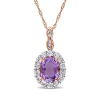 Julianna B 14K Rose Gold Diamond & Amethyst & White Topaz Pendant