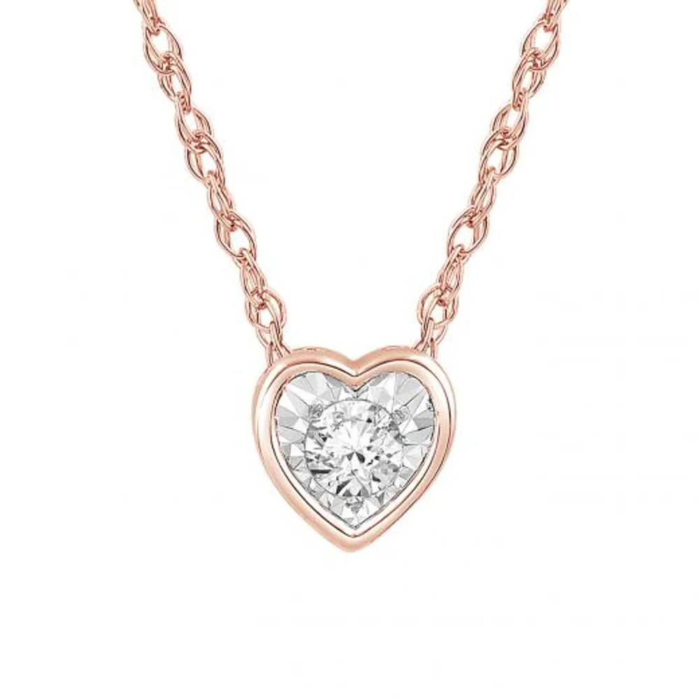 10K Rose Gold Diamond Bezel Necklace