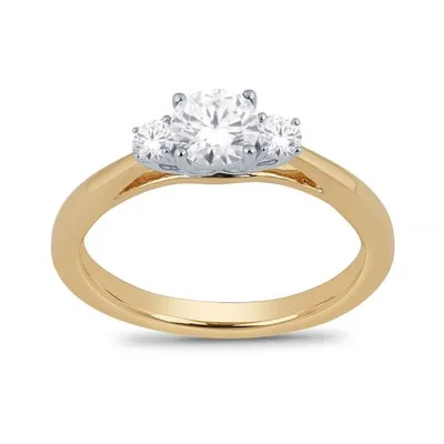 14K Yellow and White Gold 0.76CTW Three-Stone Bridal Ring