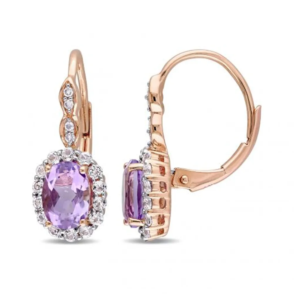 Julianna B 14K Rose Gold Diamond Amethyst and White Topaz Earrings