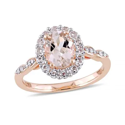 Julianna B 14K Rose Gold 0.05CTW Diamond Morganite and White Topaz Ring