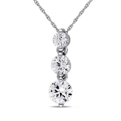 Julianna B 10K White Gold Created White Sapphire Pendant with Chain