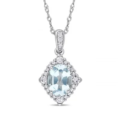 Julianna B 10K White Gold Diamond Blue Topaz & White Sapphire Pendant