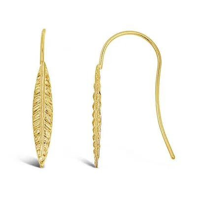 10K Yellow Gold Leaf Drop Earrings