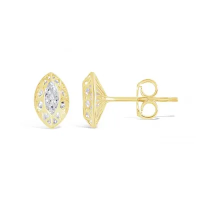 10K Yellow Gold Cubic Zirconia Oval Shape Stud Earrings