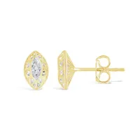 10K Yellow Gold Cubic Zirconia Oval Shape Stud Earrings