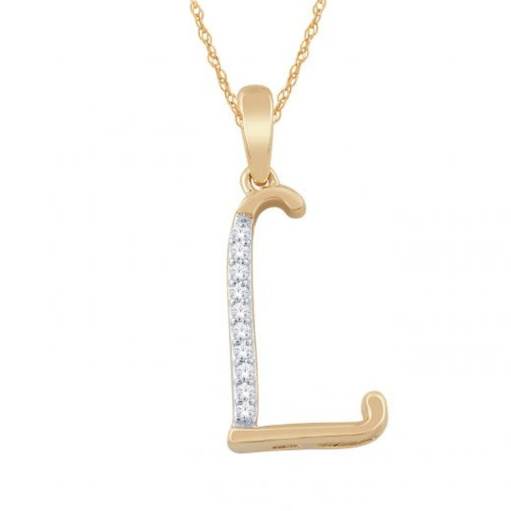 10K Yellow Gold Diamond Initial " L" Pendant
