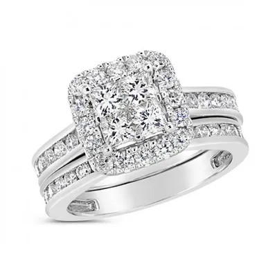 14K White Gold Seamless 2.00CTW Bridal Set