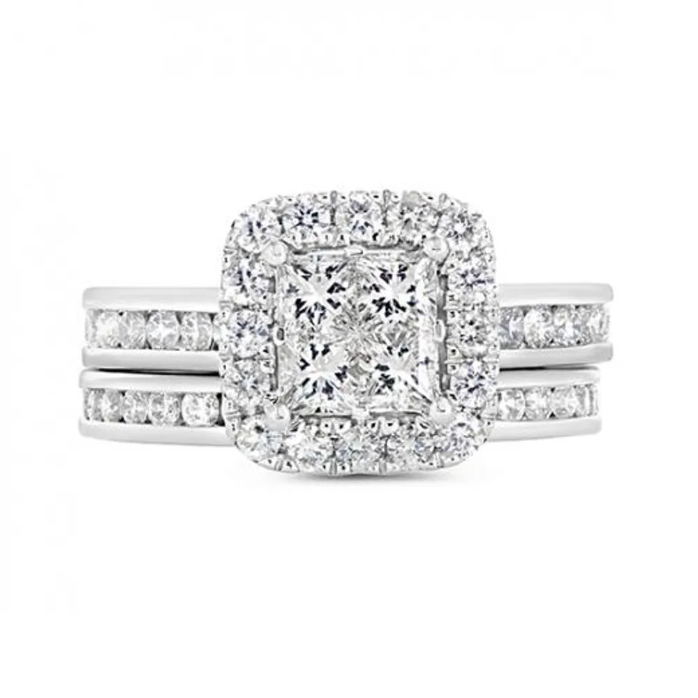 14K White Gold Seamless 2.00CTW Bridal Set