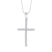 10K White Gold 0.05CTW Diamond Cross Necklace