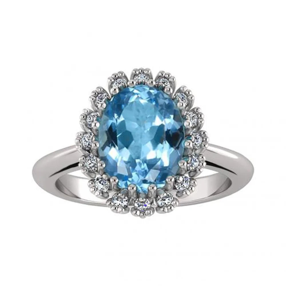 Sterling Silver Blue & White Topaz Ring