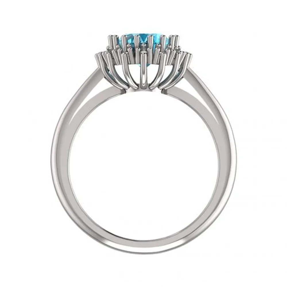 Sterling Silver Blue & White Topaz Ring