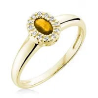 10K Yellow Gold Citrine & 0.04CTW Diamond Halo Ring