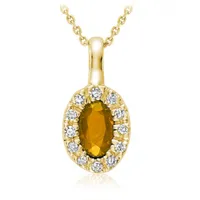 10K Yellow Gold Citrine & 0.04CT Diamond Halo Pendant